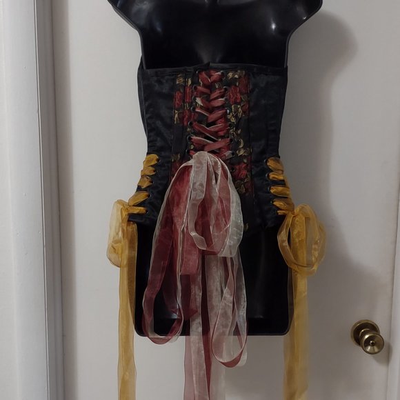 May Faire Moon Over Bust Boned Corset Custom Corset Goth Corset Rose Embroidered - Picture 11 of 15